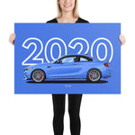 Load image into Gallery viewer, Poster of 2020 BMW M2 CS - Blue - Model year series - Blue background
