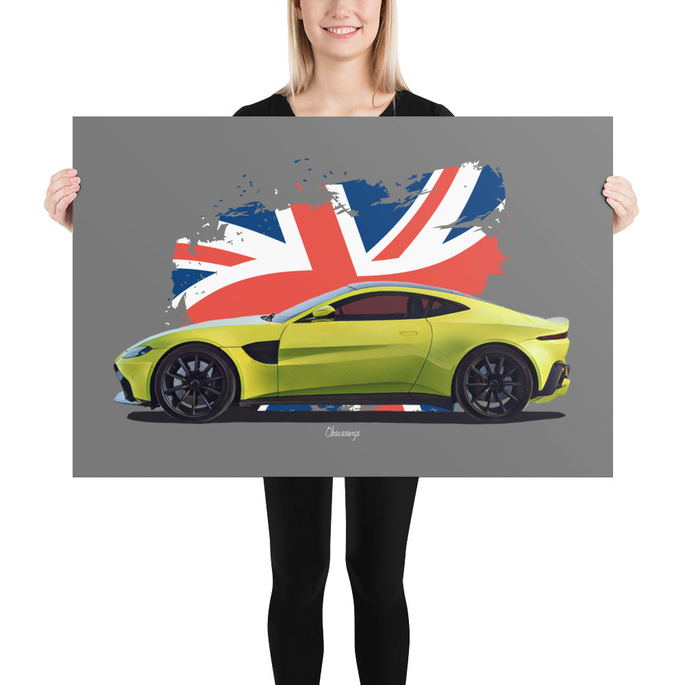 Poster of 2019 Aston Martin V8 Vantage - 2019 - Bright Yellow - Origin series