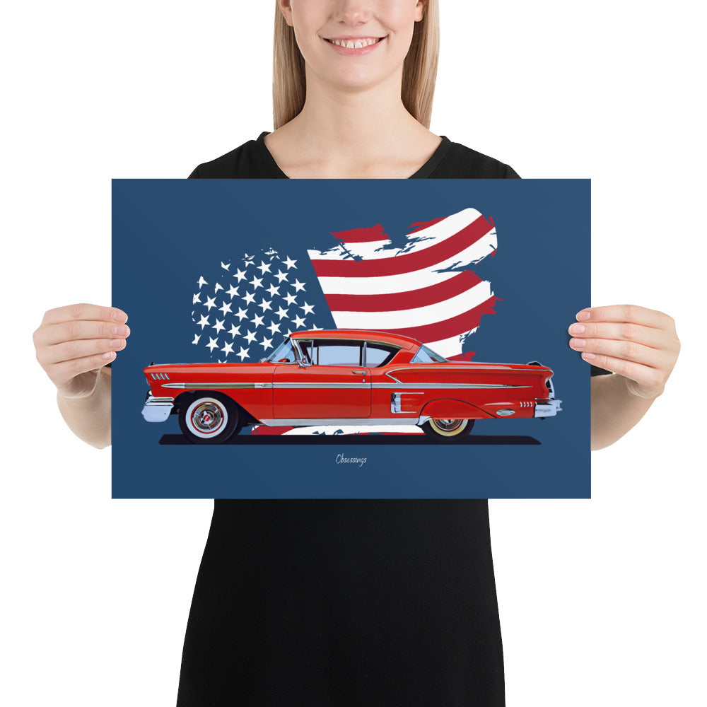 Poster of 1958 Chevrolet Bel Air Impala - Red - Origin series