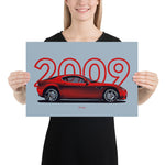 Load image into Gallery viewer, Poster of 2009 Alfa Romeo 8C Competizione - Red - Model year series - Grey background
