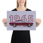 Load image into Gallery viewer, Poster of 1965 Ford Mustang Fastback - Red - Model year series - Grey background
