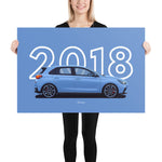 Load image into Gallery viewer, Poster of 2018 Hyundai i30N - Blue - Model year series - Blue background
