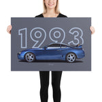 Load image into Gallery viewer, Poster of 1996 Toyota Supra - Blue - Model year series - Grey background
