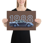 Load image into Gallery viewer, Poster of 1988 Porsche 959S - Silver - Model year series - Brown background
