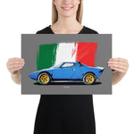 Load image into Gallery viewer, Poster of 1973 Lancia Stratos HF - Blue - Origin series
