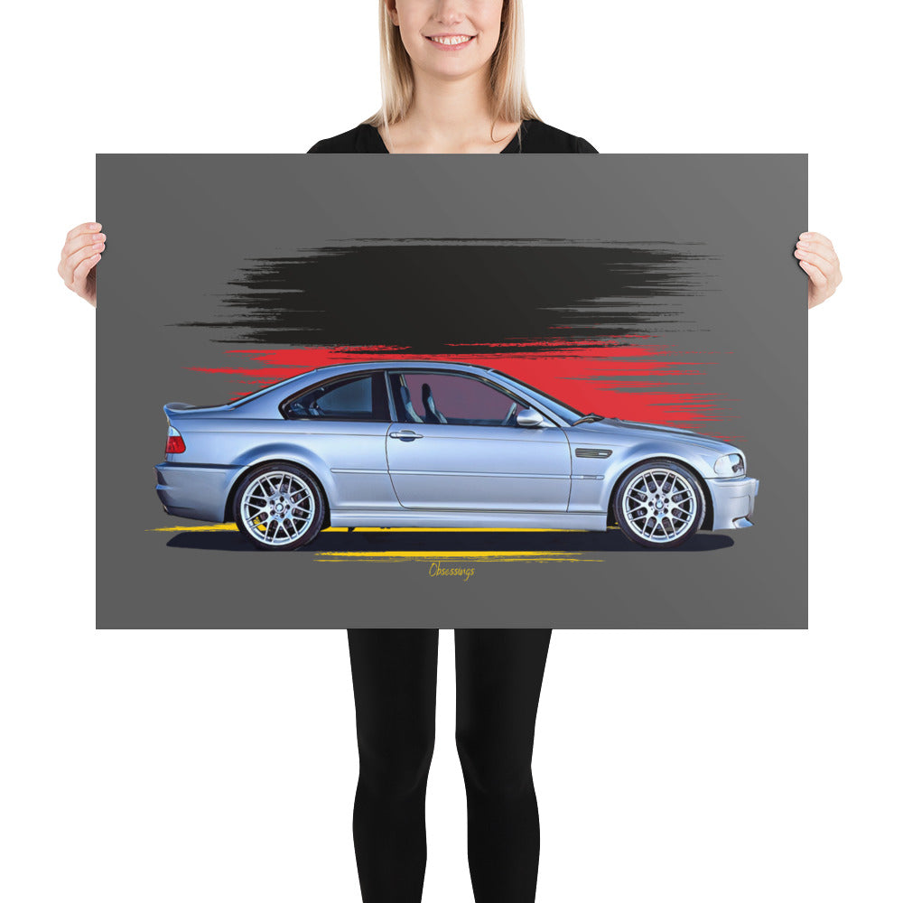 Poster 2003 BMW E46 M3 CSL - Silver - Origin series