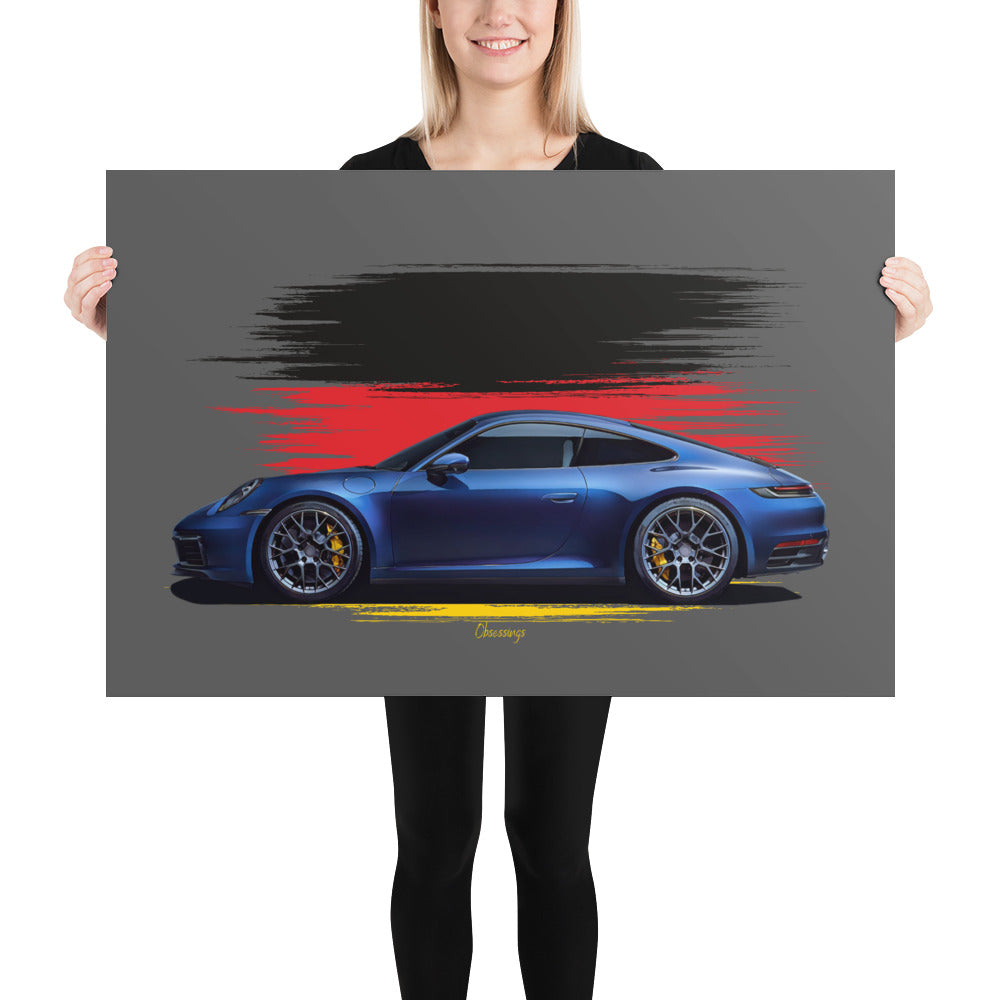 Poster of 2019 Porsche Carrera 4S 992 - Blue - Origin series