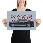 Load image into Gallery viewer, Poster of 2015 Bentley Continental GT Speed - Grey - Model year series - Grey background
