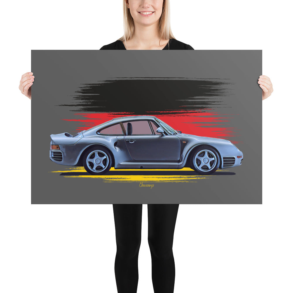 Poster of 1988 Porsche 959S - Silver - Origin series