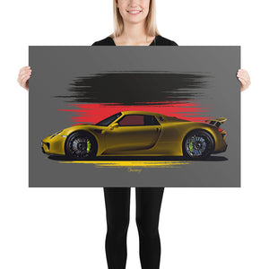 Poster of 2015 Porsche 918 Spyder - Yellow - Origin series