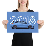 Load image into Gallery viewer, Poster of 2018 Hyundai i30N - Blue - Model year series - Blue background
