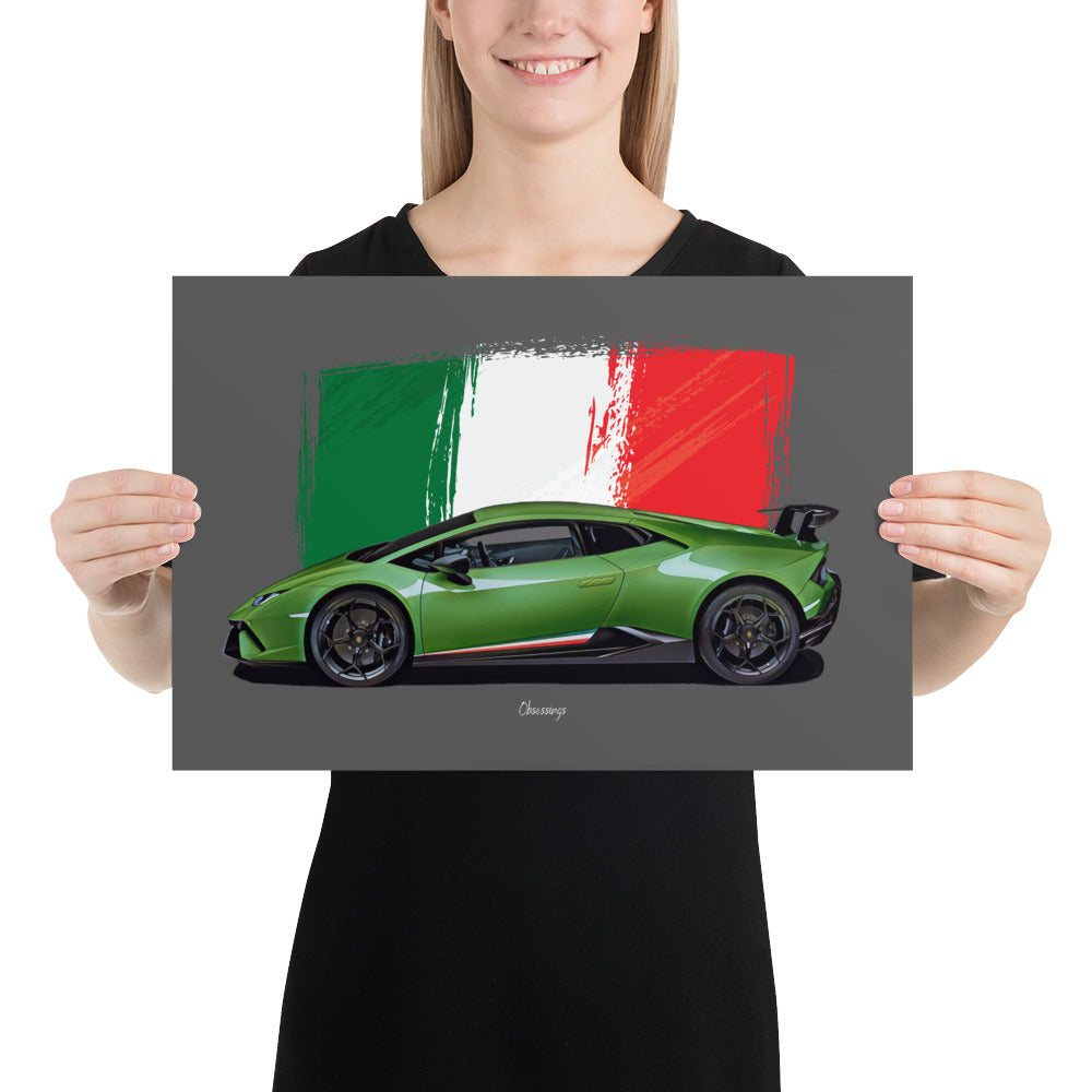 Poster of 2018 Lamborghini Huracan Performante - Green - Origin series