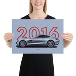 Load image into Gallery viewer, Poster of 2016 Mercedes-AMG GT - Silver - Model year series - Grey background
