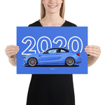 Load image into Gallery viewer, Poster of 2020 BMW M2 CS - Blue - Model year series - Blue background
