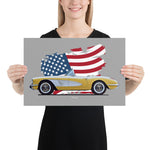 Load image into Gallery viewer, Poster of 1958 Chevrolet Corvette - Yellow white - Origin series
