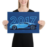 Load image into Gallery viewer, Poster of 2017 Bugatti Chiron - Blue - Model year series - Dark blue
