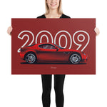 Load image into Gallery viewer, Poster of 2009 Alfa Romeo 8C Competizione - Red - Model year series - Red background
