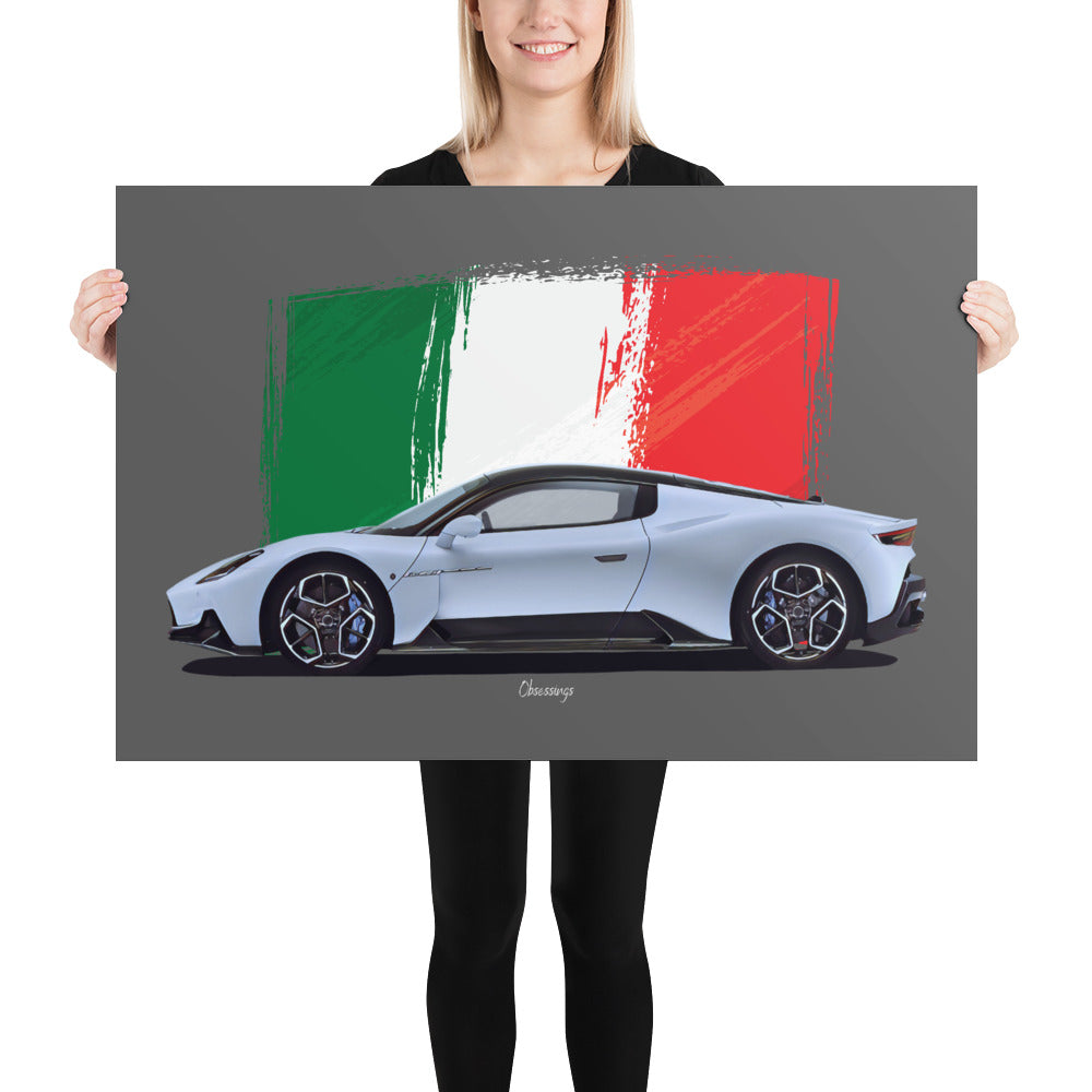 Poster of 2021 Maserati MC20 - White - Origin series