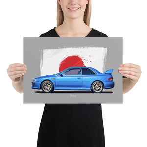 Poster of 1998 Subaru Impreza 22B STI - Blue - Origin series