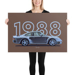 Load image into Gallery viewer, Poster of 1988 Porsche 959S - Silver - Model year series - Brown background
