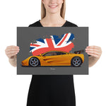 Load image into Gallery viewer, Poster of 1996 McLaren F1 LM - Orange - Model year series - Orange background
