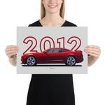 Load image into Gallery viewer, Poster of 2012 Chevrolet Camaro ZL1 - Red - Model year series - Grey background
