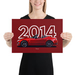 Load image into Gallery viewer, Poster of 2014 Mazda MX-5 Miata 25th Anniversary Edition - 2014 - Red - Model year series - Red background
