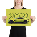 Load image into Gallery viewer, Poster of 2019 Aston Martin V8 Vantage - Bright Yellow - Model year series - Bright yellow background
