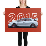 Load image into Gallery viewer, Poster of 2015 Honda Civic Type R - White - Model year series - Grey background
