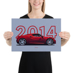 Load image into Gallery viewer, Poster of 2014 Alfa Romeo 4C - Red - Model year series - Grey background
