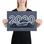 Load image into Gallery viewer, Poster of 2020 Toyota GR Supra - Silver - Model year series - Grey background
