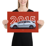 Load image into Gallery viewer, Poster of 2015 Honda Civic Type R - White - Model year series - Grey background
