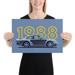 Load image into Gallery viewer, Poster of 1988 Porsche 959S - Silver - Model year series - Grey background
