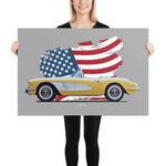 Load image into Gallery viewer, Poster of 1958 Chevrolet Corvette - Yellow white - Origin series
