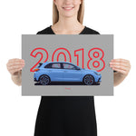 Load image into Gallery viewer, Poster of 2018 Hyundai i30N - Blue - Model year series - Grey background
