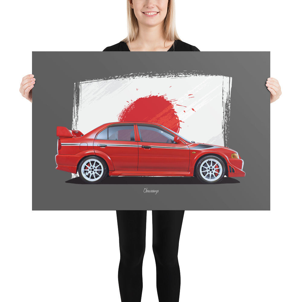 Poster of 2000 Mitsubishi Lancer Evolution VI Tommi Makinen Edition - Red - Origin series