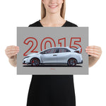 Load image into Gallery viewer, Poster of 2015 Honda Civic Type R - White - Model year series - Grey background
