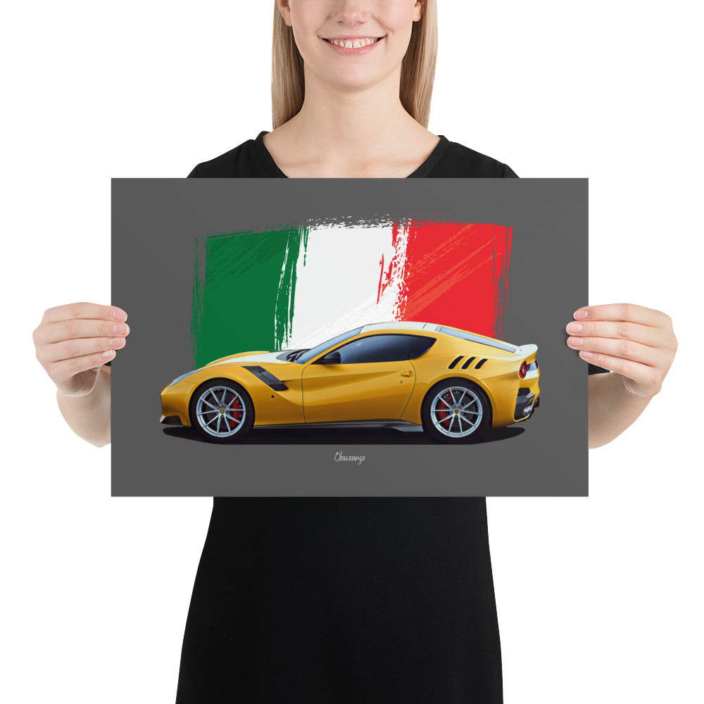 Poster of 2016 Ferrari F12 tdf - Yellow - Origin series