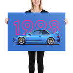 Load image into Gallery viewer, Poster of 1998 Subaru Impreza 22B STI - Blue - Model year series - Blue background
