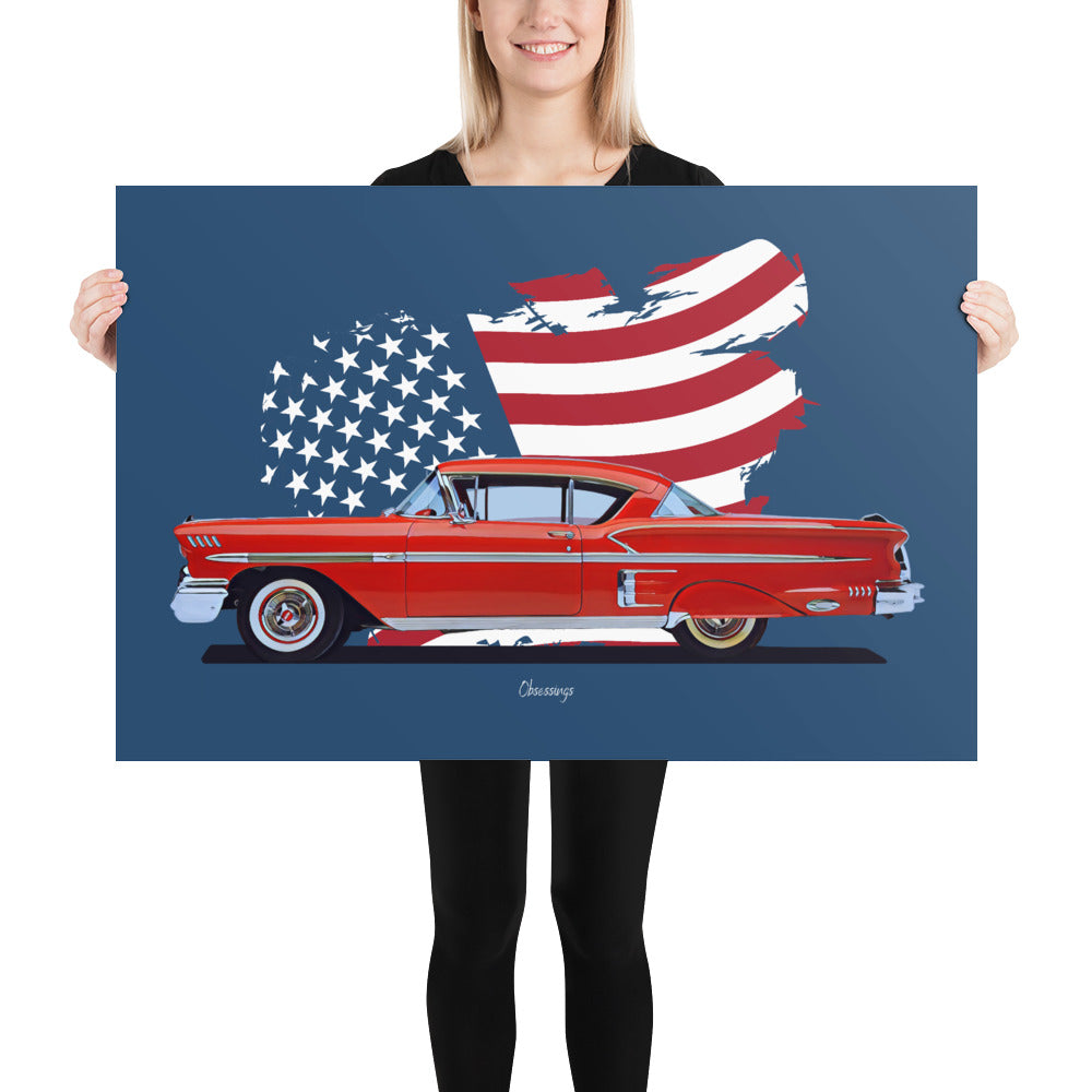 Poster of 1958 Chevrolet Bel Air Impala - Red - Origin series