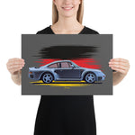 Load image into Gallery viewer, Poster of 1988 Porsche 959S - Silver - Origin series
