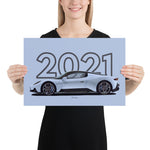 Load image into Gallery viewer, Poster of 2021 Maserati MC20 - White - Model year series - Grey background
