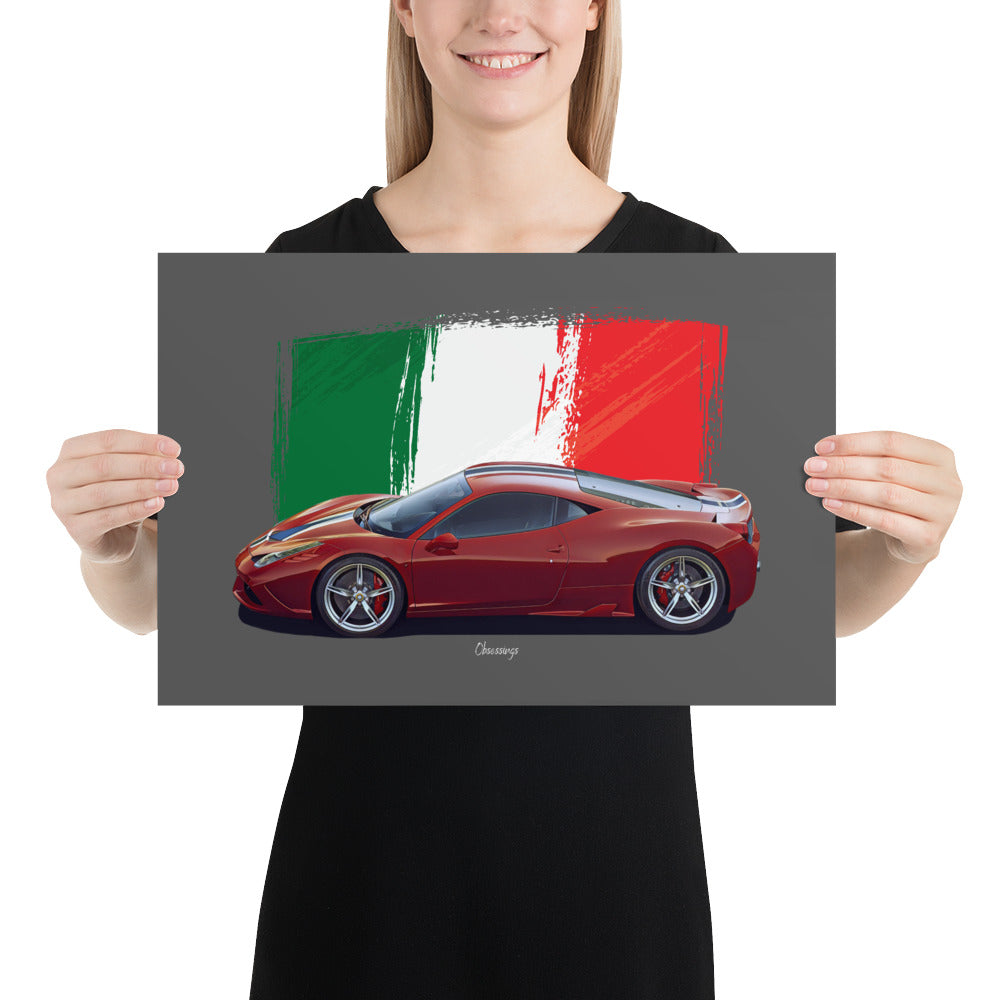 Poster of 2014 Ferrari 458 Speciale - Red - Origin series