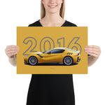 Load image into Gallery viewer, Poster of 2016 Ferrari F12 tdf - Yellow - Model year series - Yellow background
