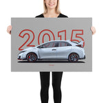 Load image into Gallery viewer, Poster of 2015 Honda Civic Type R - White - Model year series - Grey background
