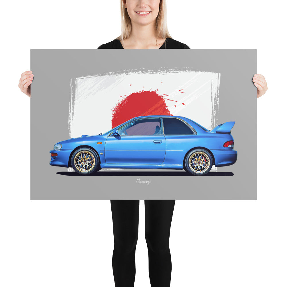 Poster of 1998 Subaru Impreza 22B STI - Blue - Origin series