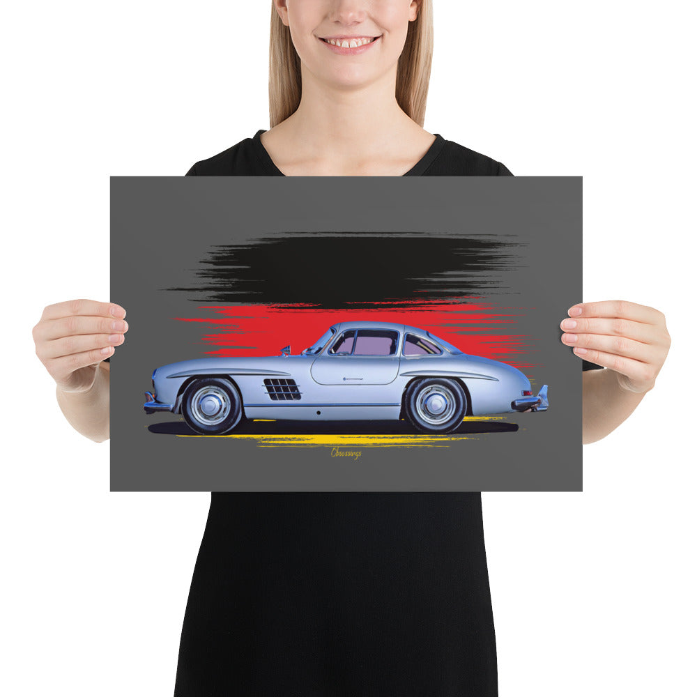 Poster of 1954 Mercedes-Benz 300SL Gullwing - Silver - Origin series