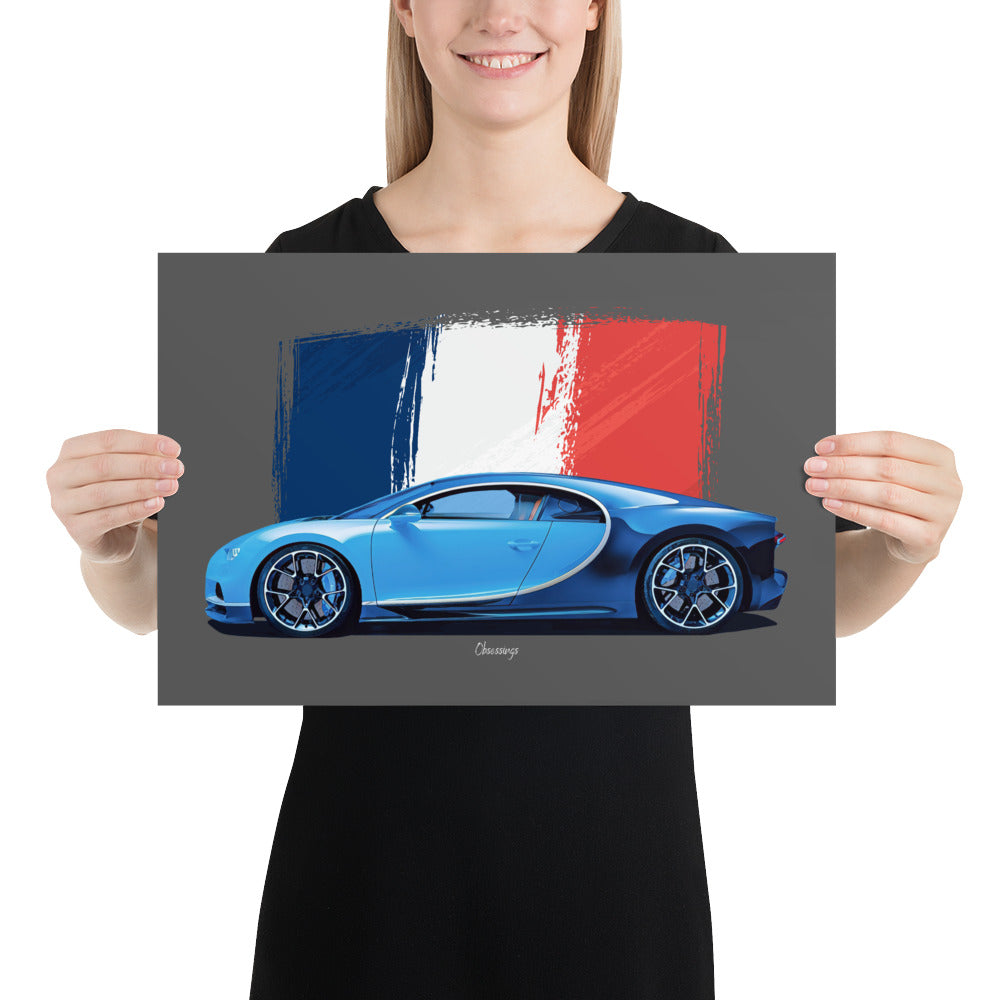 Poster of 2017 Bugatti Chiron - Blue - Origin series