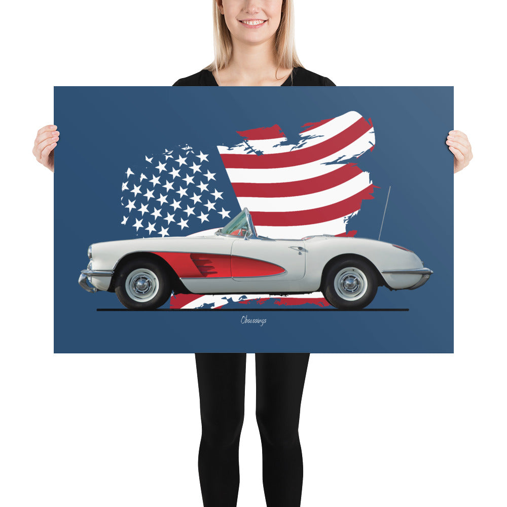 Poster of 1958 Chevrolet Corvette - White red - Origin series