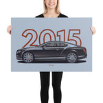 Load image into Gallery viewer, Poster of 2015 Bentley Continental GT Speed - Grey - Model year series - Grey background
